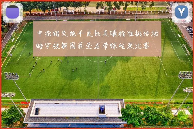 申花错失绝平良机吴曦精准挑传杨皓宇被解围蒋圣龙带球结束比赛
